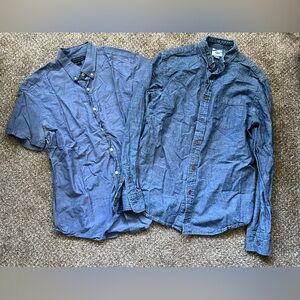 Men’s Lot of 2 Denim Shirts Banana Republic Old Navy Size Medium Button Down Top